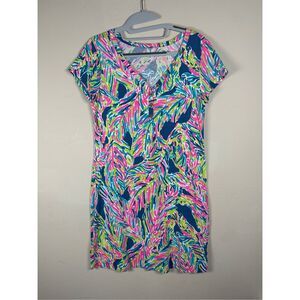 Lilly Pulitzer Palmira V-Neck T-Shirt Dress Short Sleeve Knee Length Sz M